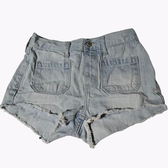 Hollister Jean Shorts Womens Size 0 Mid Rise Light Wash Denim Cutoffs Booty - Picture 1 of 4